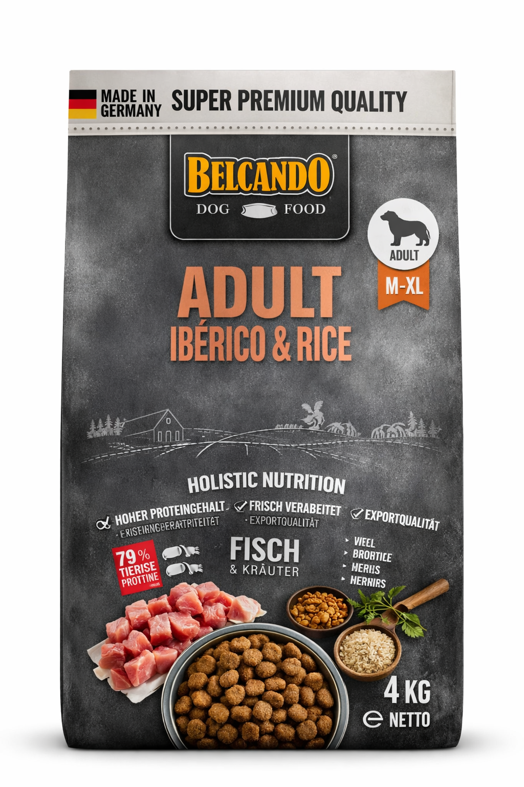 BELCANDO ADULTO  IBÉRICO Y ARROZ RAZAS MED-GRANDE  4 KG