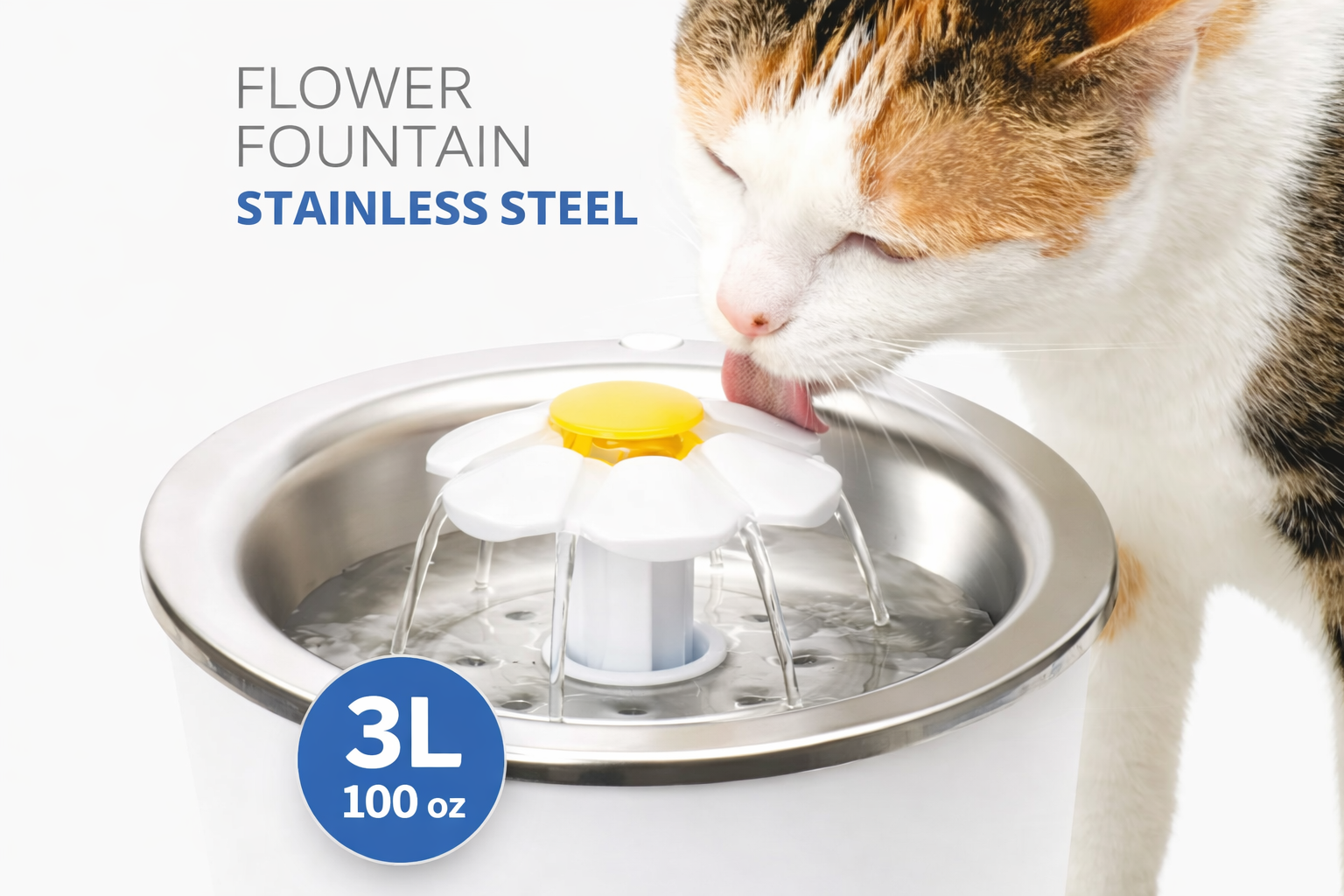 FUENTE BEBEDERA ACERO INOX FLOR 3L - CATIT 2.0