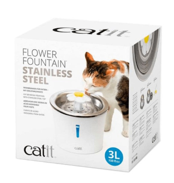 FUENTE BEBEDERA ACERO INOX FLOR 3L - CATIT 2.0