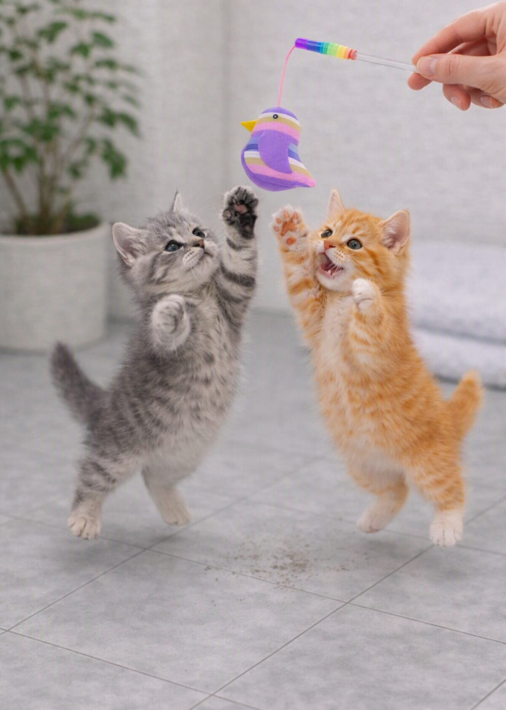 JUGUETE GATO CAÑA PESCAR CON PAJARO SONORO